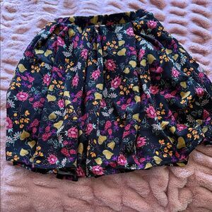 Lularoe Black Floral Stretch Pleated Midi Skirt Size L
